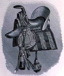 Saddle, saddle-bags and spear-case of a Baghirmi chief, from The History of Mankind, Vol.III, Prof. Friedrich Ratzel, 1898